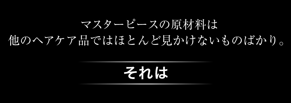 マスターピースの原材料は他のヘアケア品ではほとんど見かけないものばかり